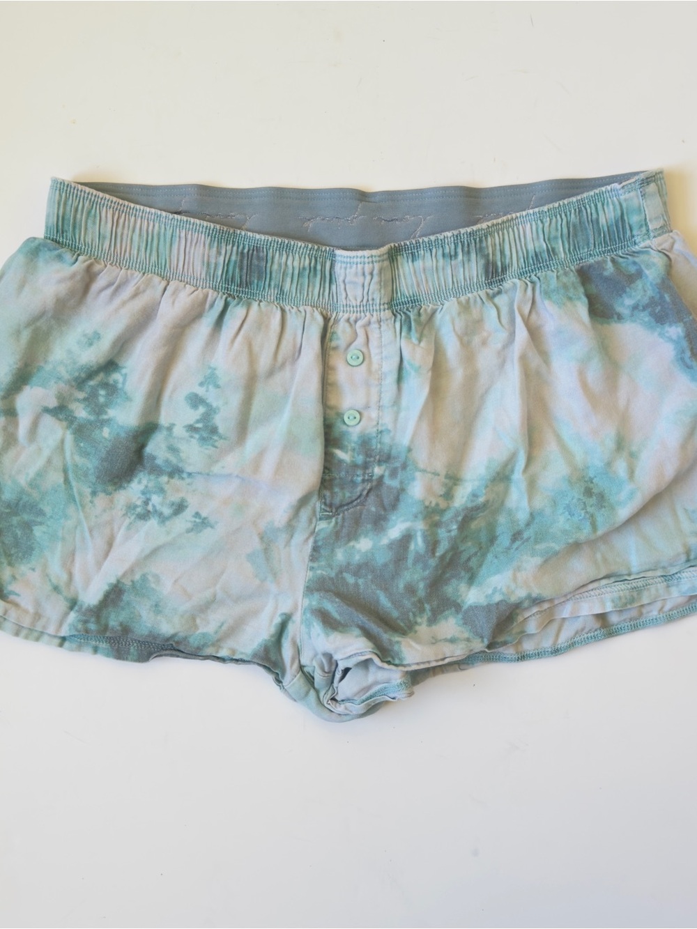 Victoria's Secret PINK Tie Dye Boxer Pajama Sleep Shorts Green Blue XS